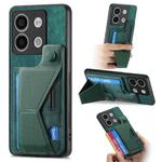 For Xiaomi Redmi Note 13 5G II K-shaped Slide Holder Card Slot Phone Case(Green)