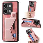 For Xiaomi Redmi Note 13 5G II K-shaped Slide Holder Card Slot Phone Case(Pink)