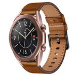 For Samsung Galaxy Watch 3 41mm 20mm SX Connector Metal Button Switch Leather Watch Band(Red Brown)