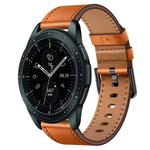 For Samsung Galaxy Watch 42mm 20mm SX Connector Metal Button Switch Leather Watch Band(Brown)