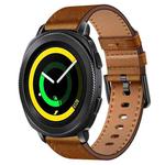 For Samsung Galaxy Gear Sport 20mm SX Connector Metal Button Switch Leather Watch Band(Red Brown)