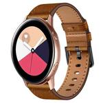 For Samsung Galaxy Watch Active 20mm SX Connector Metal Button Switch Leather Watch Band(Red Brown)