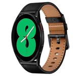 For Samsung Galaxy Watch 4 20mm SX Connector Metal Button Switch Leather Watch Band(Black)