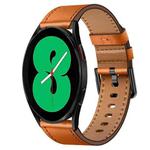 For Samsung Galaxy Watch 4 20mm SX Connector Metal Button Switch Leather Watch Band(Brown)