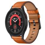 For Samsung Galaxy Watch 5 Pro 20mm SX Connector Metal Button Switch Leather Watch Band(Brown)