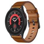 For Samsung Galaxy Watch 5 Pro 20mm SX Connector Metal Button Switch Leather Watch Band(Red Brown)
