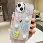 For iPhone 14 Plus 3D Flower Glitter Epoxy TPU Phone Case(Colorful Flowers)