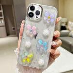 For iPhone 13 Pro Max 3D Flower Glitter Epoxy TPU Phone Case(Colorful Flowers)
