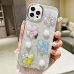 For iPhone 16 Pro 3D Flower Glitter Epoxy TPU Phone Case(Colorful Flowers)