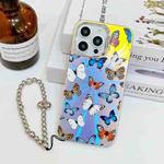 For iPhone 13 Pro Max Electroplating Laser Butterfly Phone Case with Wrist Strap(Color Butterflies AB1)