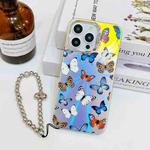 For iPhone 16 Pro Max Electroplating Laser Butterfly Phone Case with Wrist Strap(Color Butterflies AB1)