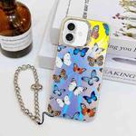 For iPhone 16 Electroplating Laser Butterfly Phone Case with Wrist Strap(Color Butterflies AB1)