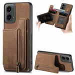 For Motorola Moto G 2024 Retro Leather Zipper Wallet Back Phone Case(Brown)