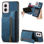 For Motorola G Power 5G 2024 Retro Leather Zipper Wallet Back Phone Case(Blue)