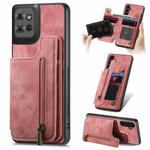 For Motorola Moto G Power 2025 5G Retro Leather Zipper Wallet Back Phone Case(Pink)