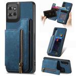 For Motorola Moto G Power 2025 5G Retro Leather Zipper Wallet Back Phone Case(Blue)
