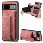 For Google Pixel 6 Retro Leather Zipper Wallet Back Phone Case(Pink)