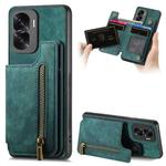 For Honor X50i / 90 Lite Retro Leather Zipper Wallet Back Phone Case(Green)