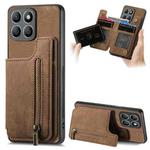 For Honor X8b Retro Leather Zipper Wallet Back Phone Case(Brown)