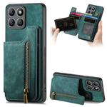 For Honor X8b Retro Leather Zipper Wallet Back Phone Case(Green)