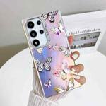 For Samsung Galaxy S22 Ultra 5G Electroplating Laser Butterfly Phone Case(Pink Butterflies AB2)