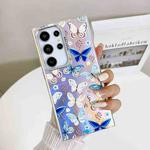 For Samsung Galaxy S22 Ultra 5G Electroplating Laser Butterfly Phone Case(Blue Butterflies AB4)
