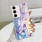 For Samsung Galaxy S23+ 5G Electroplating Laser Butterfly Phone Case(White Purple Butterflies AB6)