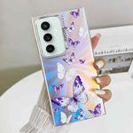 For Samsung Galaxy S23 FE 5G Electroplating Laser Butterfly Phone Case(White Purple Butterflies AB6)