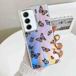 For Samsung Galaxy A55 5G Electroplating Laser Butterfly Phone Case(Black Butterflies AB5)