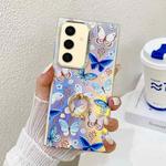 For Samsung Galaxy S24+ 5G Electroplating Laser Butterfly Ring Holder Phone Case(Blue Butterflies AB4)