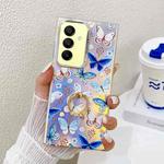 For Samsung Galaxy A15 5G Electroplating Laser Butterfly Ring Holder Phone Case(Blue Butterflies AB4)