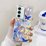 For Samsung Galaxy S23 FE 5G Electroplating Laser Butterfly Ring Holder Phone Case(Blue Butterflies AB4)