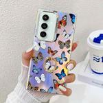 For Samsung Galaxy S23 FE 5G Electroplating Laser Butterfly Ring Holder Phone Case(Color Butterflies AB1)