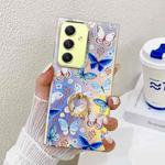 For Samsung Galaxy A34 5G Electroplating Laser Butterfly Ring Holder Phone Case(Blue Butterflies AB4)
