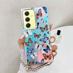 For Samsung Galaxy A34 5G Electroplating Laser Butterfly Phone Case with Wrist Strap(Color Butterflies AB1)