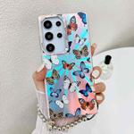 For Samsung Galaxy S23 Ultra 5G Electroplating Laser Butterfly Phone Case with Wrist Strap(Color Butterflies AB1)