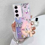 For Samsung Galaxy S23+ 5G Electroplating Laser Butterfly Phone Case with Wrist Strap(Pink Butterflies AB2)