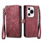 For Huawei Pura 70 Geometric Zipper Wallet Side Buckle Leather Phone Case(Red)