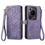 For Huawei Pura 70 Ultra Geometric Zipper Wallet Side Buckle Leather Phone Case(Purple)