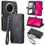 For Huawei Mate 70 Pro+ Geometric Zipper Wallet Side Buckle Leather Phone Case(Black)