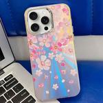 For iPhone 15 Pro Max Electroplating Laser Flower Texture TPU Phone Case(Pink Flower AH13)