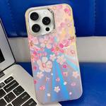 For iPhone 15 Pro Electroplating Laser Flower Texture TPU Phone Case(Pink Flower AH13)