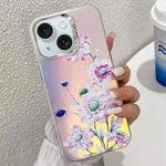 For iPhone 15 Electroplating Laser Flower Texture TPU Phone Case(Zinnia AH9)