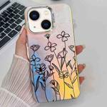 For iPhone 14 Electroplating Laser Flower Texture TPU Phone Case(Drawn Flowers AH3)