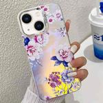 For iPhone 14 Electroplating Laser Flower Texture TPU Phone Case(Peony AH11)