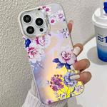 For iPhone 14 Pro Max Electroplating Laser Flower Texture TPU Phone Case(Peony AH11)