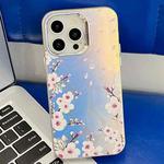 For iPhone 14 Pro Max Electroplating Laser Flower Texture TPU Phone Case(Plum Blossom AH18)