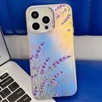 For iPhone 14 Pro Max Electroplating Laser Flower Texture TPU Phone Case(Lavender AH14)