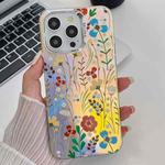 For iPhone 13 Pro Max Electroplating Laser Flower Texture TPU Phone Case(Flower AH6)
