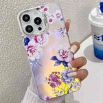 For iPhone 13 Pro Electroplating Laser Flower Texture TPU Phone Case(Peony AH11)